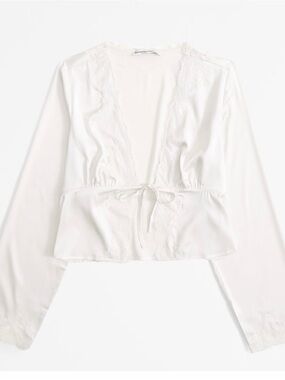 Abercrombie Lace and Satin Cream Crop Top